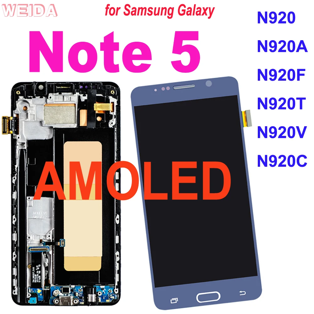 Супер AMOLED LCD сензорен екран възли с Корпус за Samsung Galaxy Note 5 N920 N920A