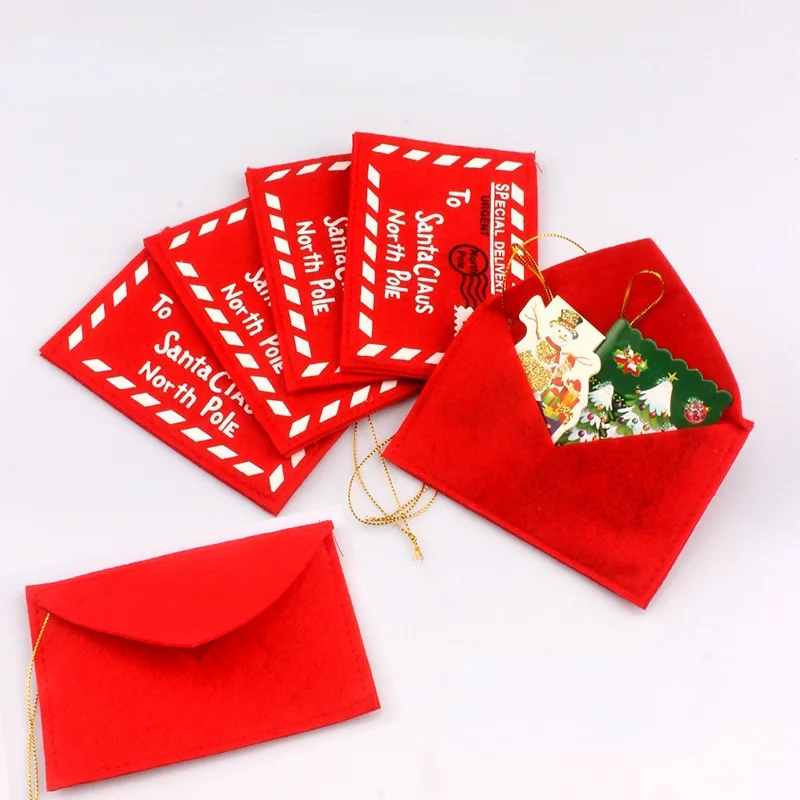 Червени Коледни пликове с лепило печат, Предназначени за празничната поща, Коледни писма Изображение 0 