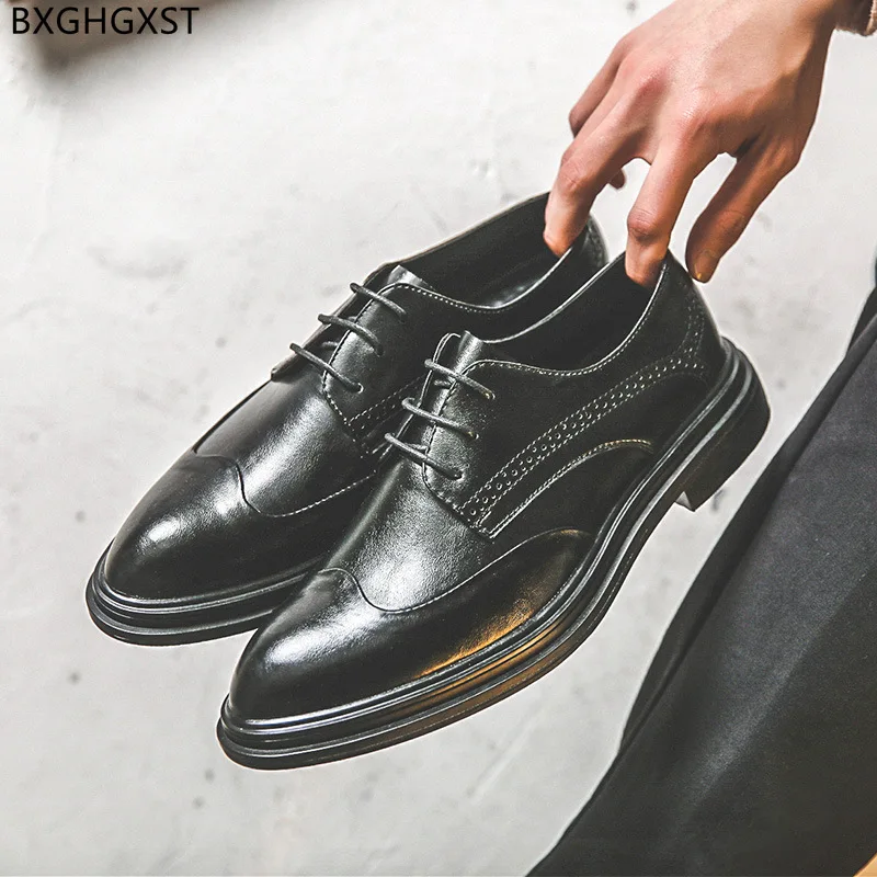 Черни модела Мъжки обувки Модерен Елегантни Обувки за Мъже 2022 г. Луксозен Дизайнерски Мъжки Обувки с Високо Качество Zapatos De Vestir De Los Hombres Изображение 0 