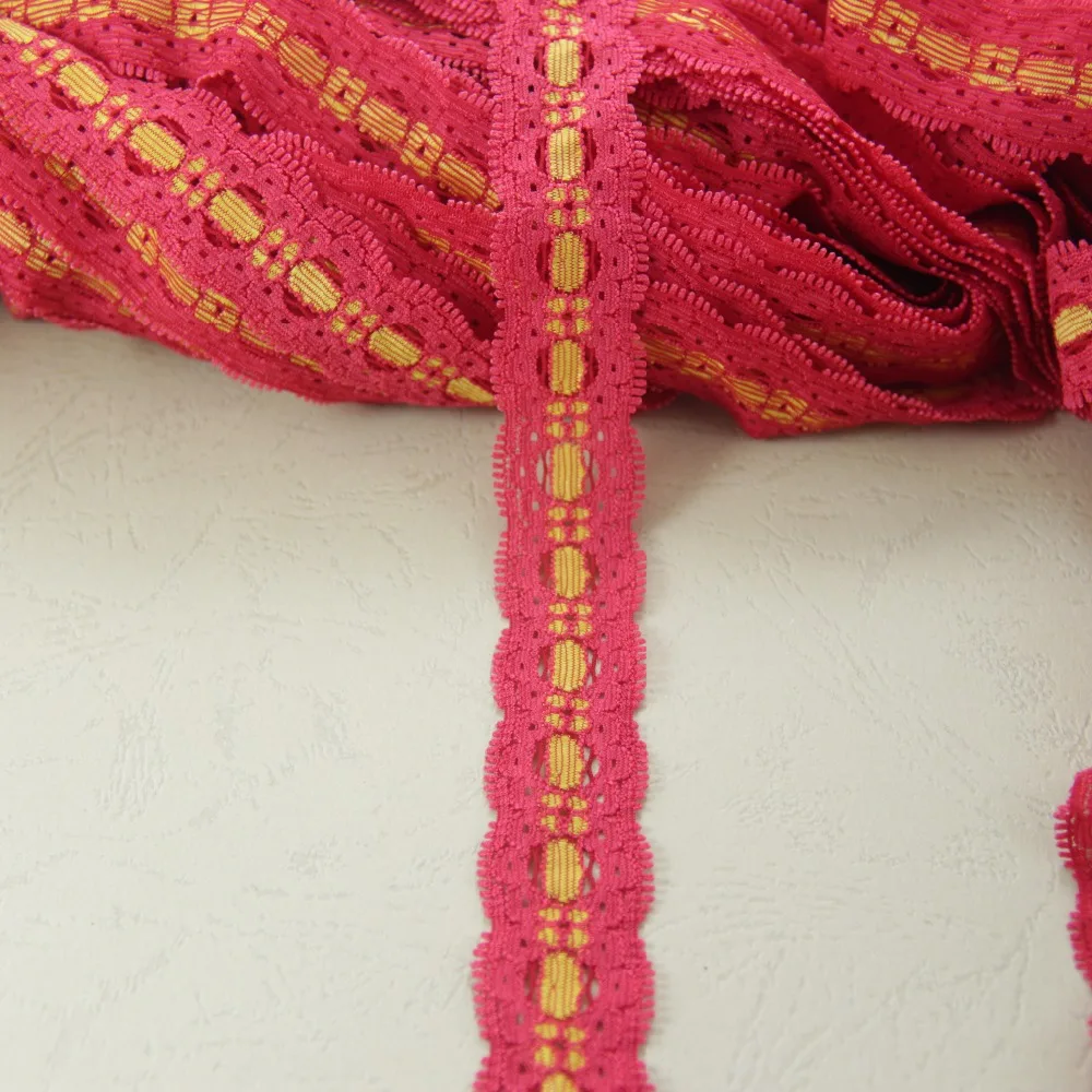 еластично еластична дантела tirm за шиене / облекло / Аксесоари за дрехи в два цвята червен и жълт 24 мм широчина H97 (3)