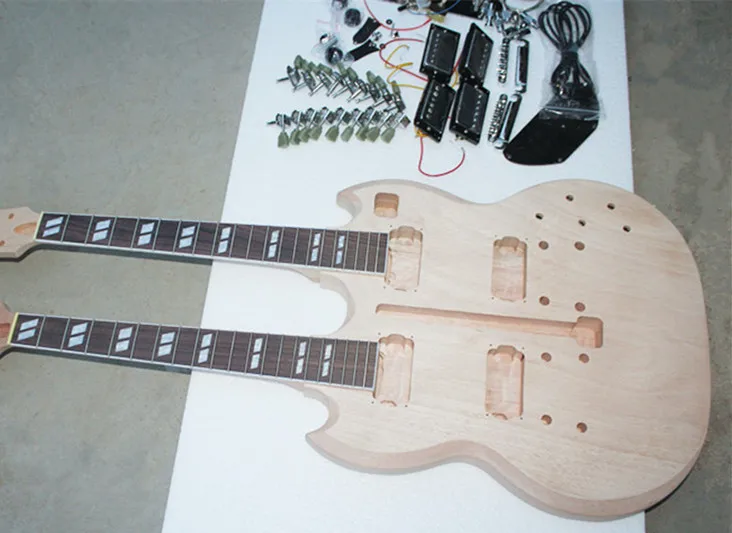 заводска изработени по поръчка 6 струнен 12 низ електрическа китара с двоен брачните, корпус от махагон, два fretboard, торта китара, безплатна доставка