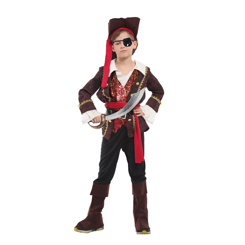 костюм на Пират за cosplay, детски дъждобран, костюм за Хелоуин, юбилейна костюм гарсона, карнавалните костюми за момче, Какъв Пояс, Топка, Шапка