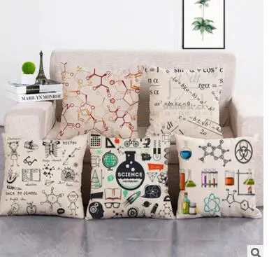 математическата формула, калъф за възглавница от памук и лен, химическо калъфка за възглавница, декоративна квадратна калъфка за възглавница, калъф за облегалката на дивана
